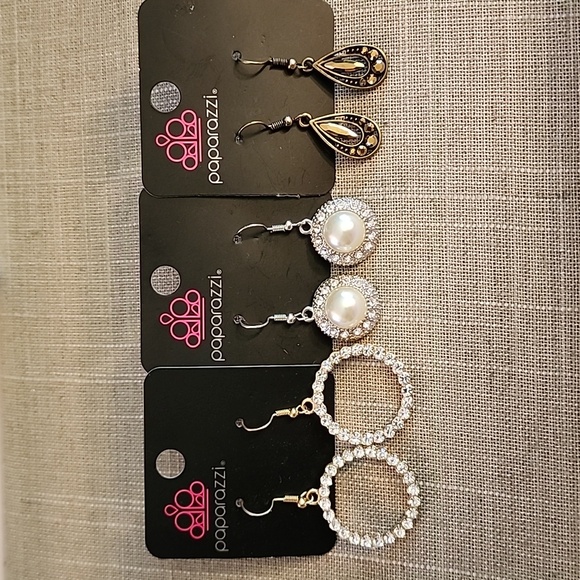 Paparazzi Earrings - Lot of 3 - Gold, Silver, Brass - Picture 1 of 4